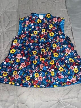 Baby Essentials Quilted Floral Vest - Blue with Yellow & Pink Flowers